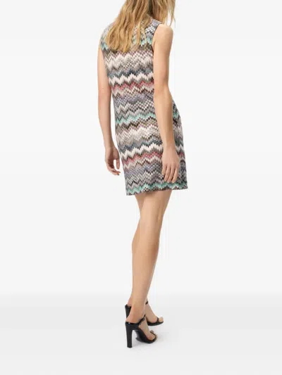 Missoni Crew Neck Mini Dress With Snake Pattern In Burgundy