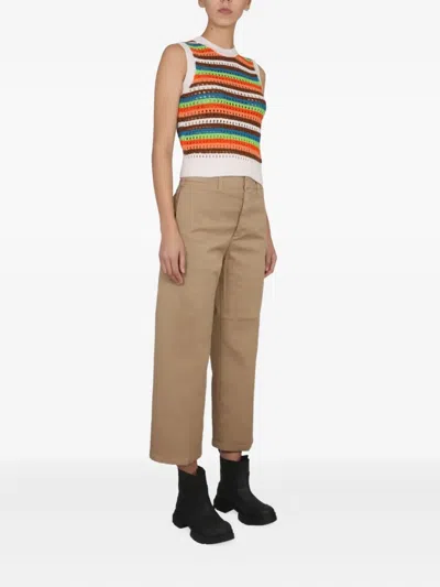 Department Five Patty Cropped Knit Striped Sleeveless Top In Multi
