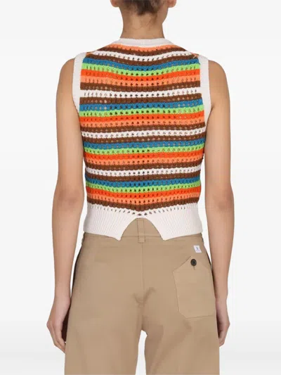 Department Five Patty Cropped Knit Striped Sleeveless Top In Multi