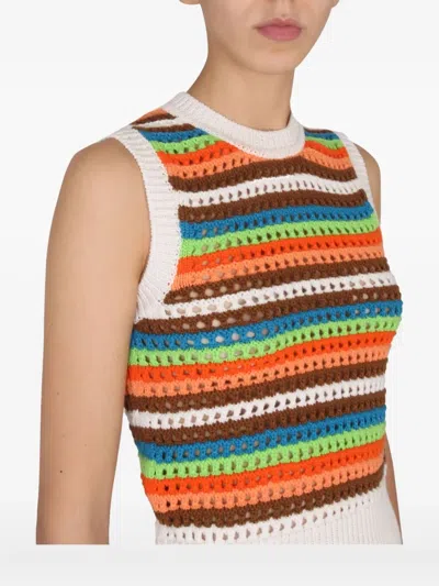 Department Five Patty Cropped Knit Striped Sleeveless Top In Multi