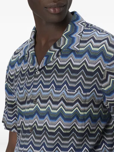 Missoni Bowling Shirt With Geometric Zigzag In Multi