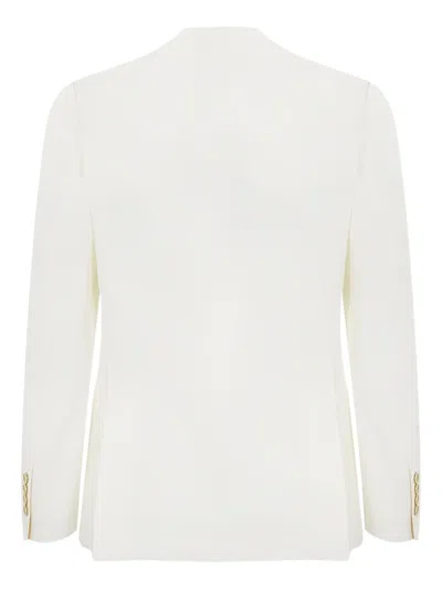 Eleventy Double-breasted Gold-button Blazer In White