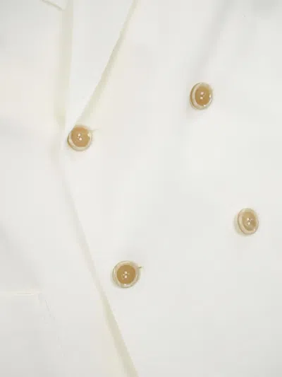 Eleventy Double-breasted Gold-button Blazer In White