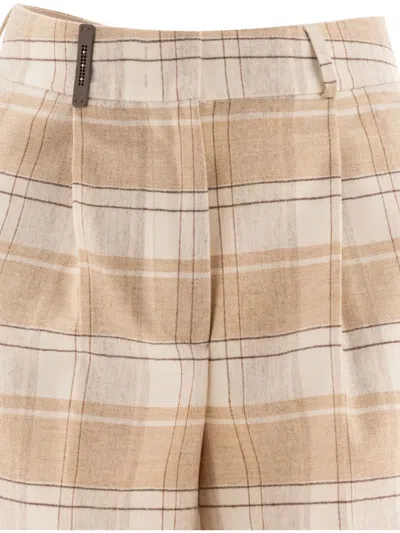 Peserico Check Wool Trousers In Neutral