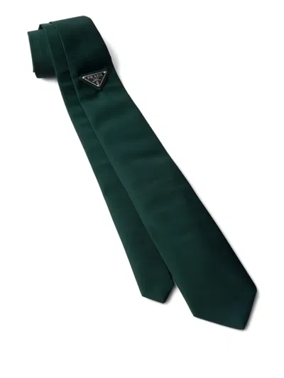 Prada Triangle-logo Tie In Green