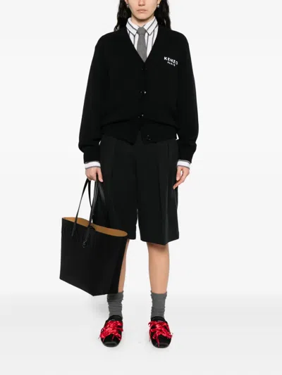 Kenzo Women Black Cotton Blend Cardigan In Black