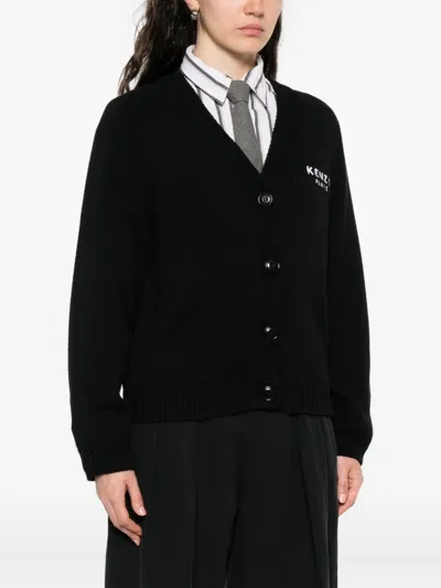 Kenzo Women Black Cotton Blend Cardigan In Black