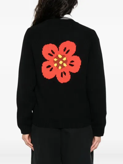 Kenzo Women Black Cotton Blend Cardigan In Black