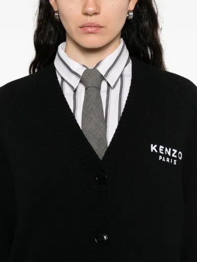 Kenzo Women Black Cotton Blend Cardigan In Black
