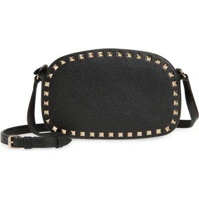 Valentino Garavani Valentino Rockstud Mini Grainy Leather Crossbody In Black