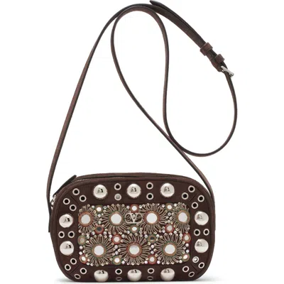 Valentino Garavani Mirror-embellished Stud-detailed Shoulder Bag In Black