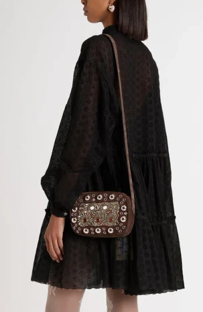 Valentino Garavani Mirror-embellished Stud-detailed Shoulder Bag In Black