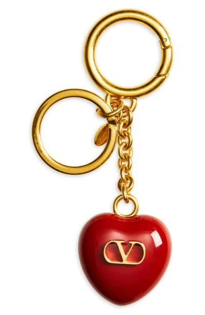 Valentino Coeur Royal Vlogo Key Chain Bag Charm In Gold