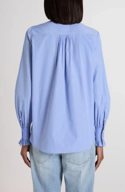 Valentino Light Blue Striped Shirt In Cotton