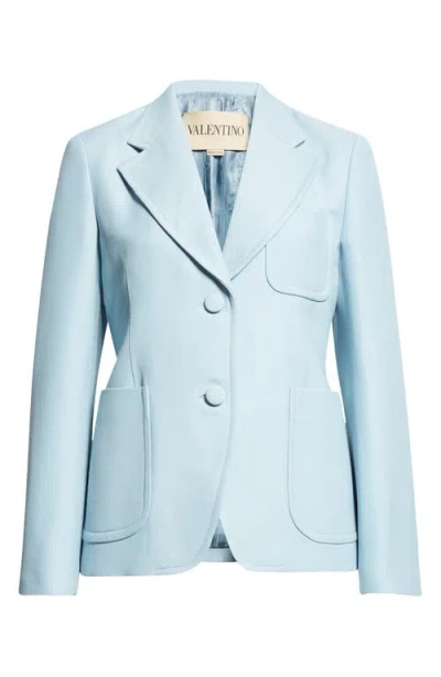 Valentino Garavani Structured Light Blue Crepe Couture Blazer