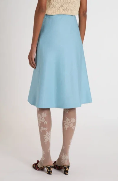 Valentino V Logo Solid Viscose Skirt In Blue