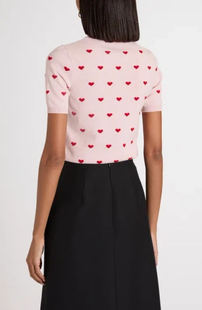 Valentino Crewneck Heart Jacquard Sweater In Pink