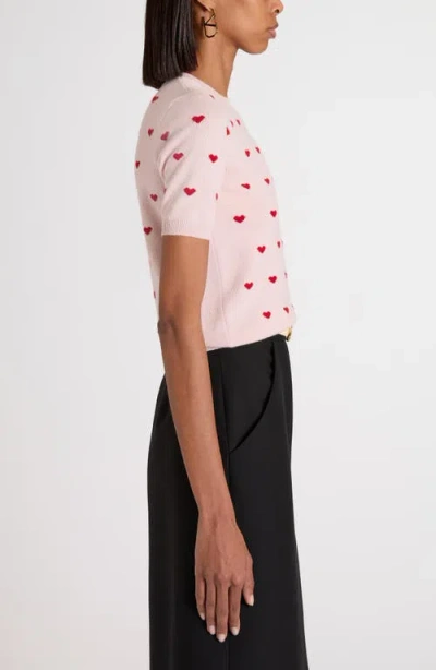 Valentino Crewneck Heart Jacquard Sweater In Pink