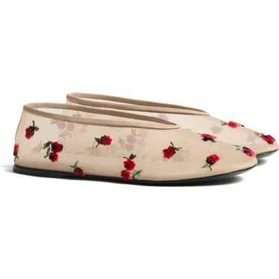 Khaite Marcy Raspberry-embroidery Ballet Flats In Multi