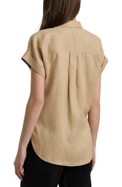 Ralph Lauren Lauren  Short Sleeve Linen Button-up Shirt In Brown