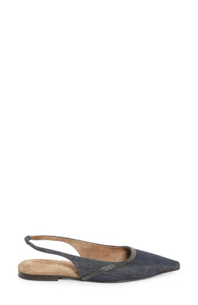 Brunello Cucinelli Denim Slingback Ballerinas In Blue
