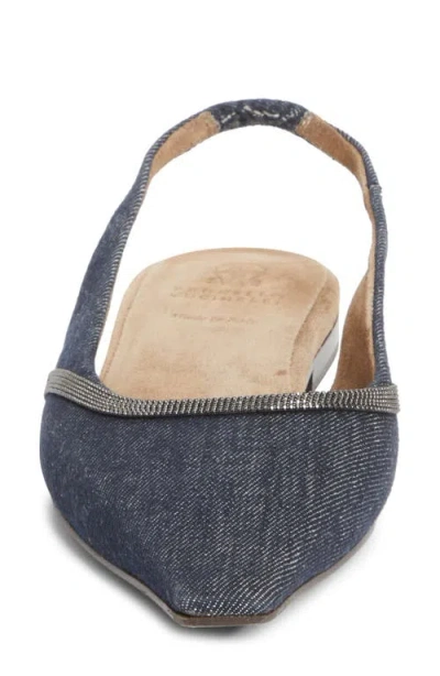 Brunello Cucinelli Denim Slingback Ballerinas In Blue