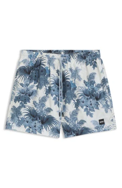 Hugo Boss Shorts Mit Blumen-print In Blue