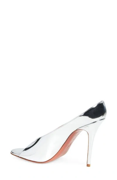 Amina Muaddi Silver Leather Anok 105 Mules In Burgundy