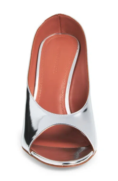 Amina Muaddi Silver Leather Anok 105 Mules In Burgundy