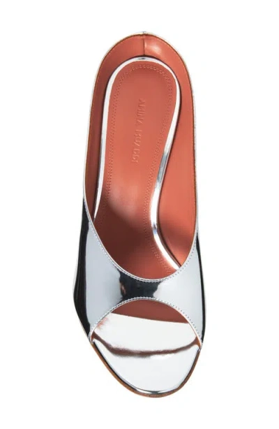 Amina Muaddi Silver Leather Anok 105 Mules In Burgundy