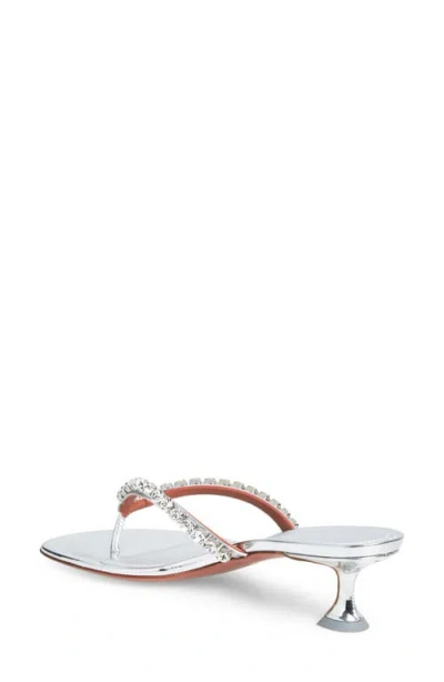 Amina Muaddi Sabot Infradito Gigi In Pelle Argento  Donna In Metallic