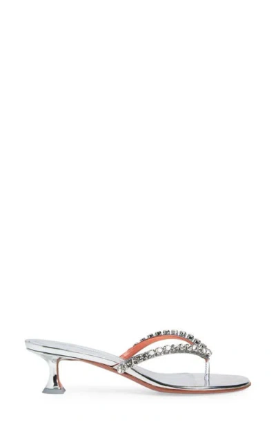 Amina Muaddi Sabot Infradito Gigi In Pelle Argento  Donna In Metallic