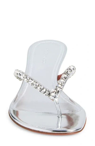 Amina Muaddi Sabot Infradito Gigi In Pelle Argento  Donna In Metallic