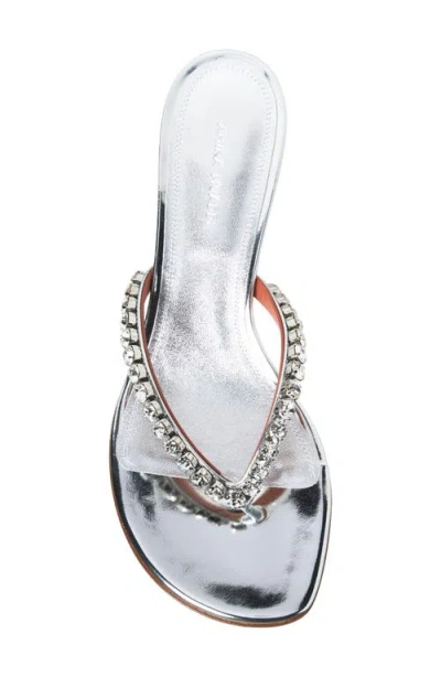 Amina Muaddi Sabot Infradito Gigi In Pelle Argento  Donna In Metallic