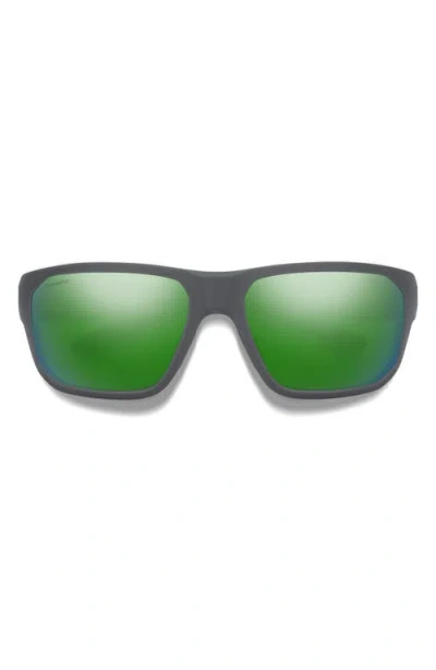 Smith Guides Choice Xl 63mm Chromapop™ Polarized Oversize Square Sunglasses In Green