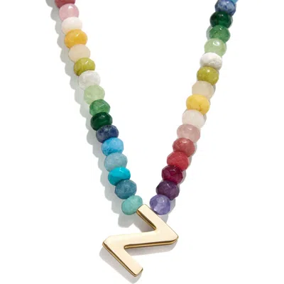 Baublebar Rainbow Beaded Initial Pendant Necklace In Multi