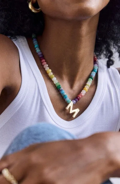 Baublebar Rainbow Beaded Initial Pendant Necklace In Multi