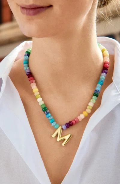 Baublebar Rainbow Beaded Initial Pendant Necklace In Multi