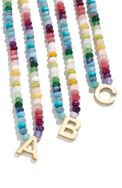 Baublebar Rainbow Beaded Initial Pendant Necklace In Multi