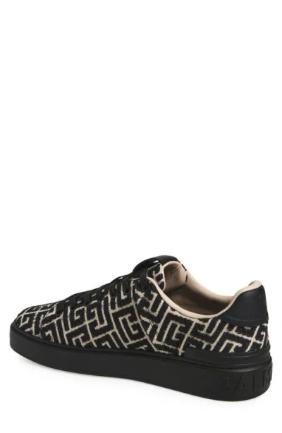 Balmain Monogram Jacquard B-court Trainers In Black