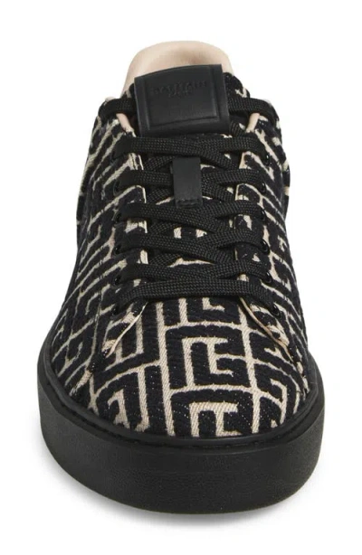 Balmain Monogram Jacquard B-court Trainers In Black