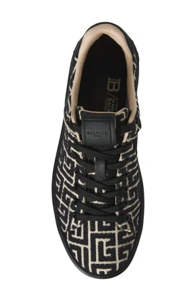 Balmain Monogram Jacquard B-court Trainers In Black