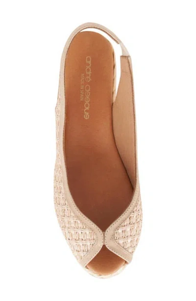 Andre Assous André Assous Audrey Slingback Espadrille Peep Toe Wedge Sandal In Silver