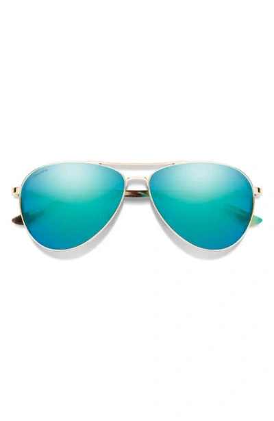 Smith Langley Ii 61mm Chromapop™ Polarized Aviator Sunglasses In Gold