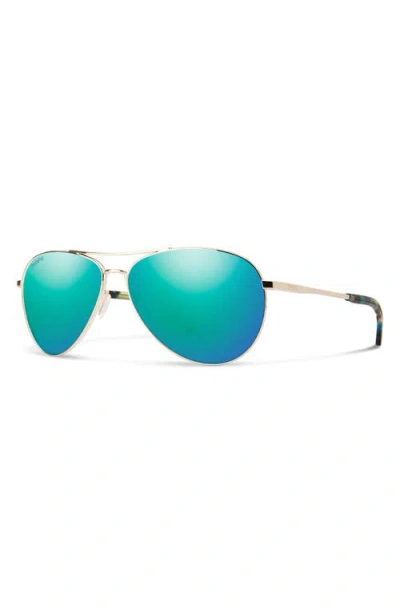 Smith Langley Ii 61mm Chromapop™ Polarized Aviator Sunglasses In Gold