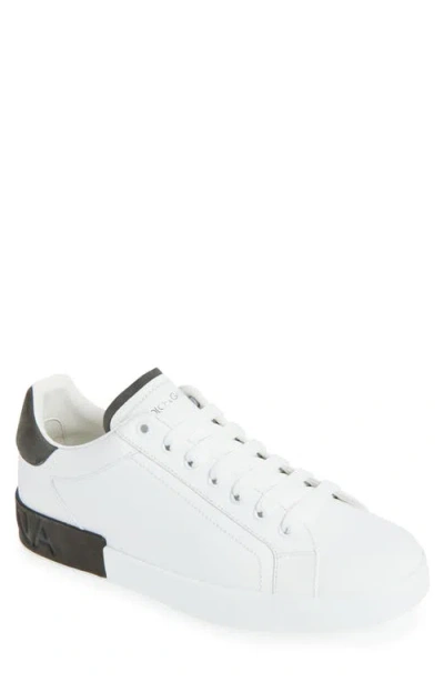 Dolce & Gabbana Portifano Panelled Leather Sneakers In White