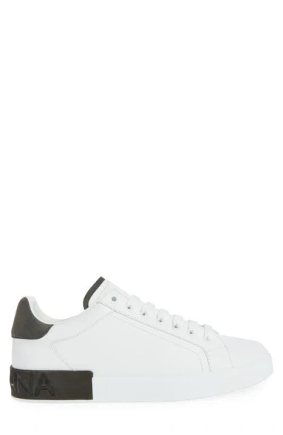 Dolce & Gabbana Portifano Panelled Leather Sneakers In White