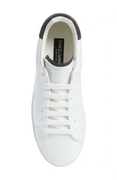 Dolce & Gabbana Portifano Panelled Leather Sneakers In White