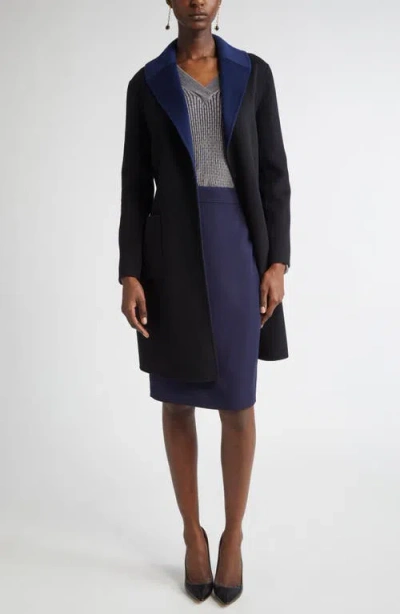 St John St. John Collection Two-tone Double Face Wool & Cashmere Coat In Black