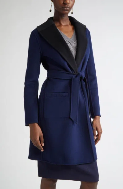 St John St. John Collection Two-tone Double Face Wool & Cashmere Coat In Black